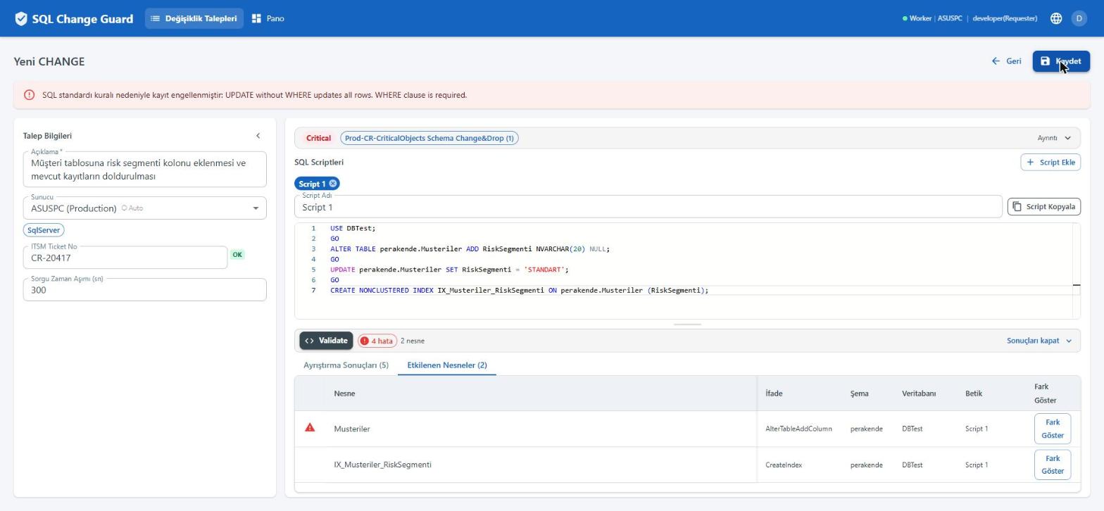 SQL Change Guard ekran goruntusu.