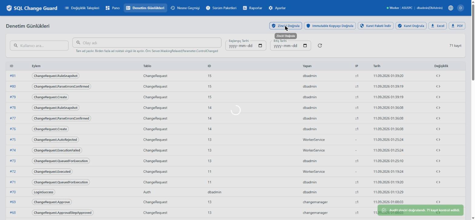 SQL Change Guard ekran goruntusu.