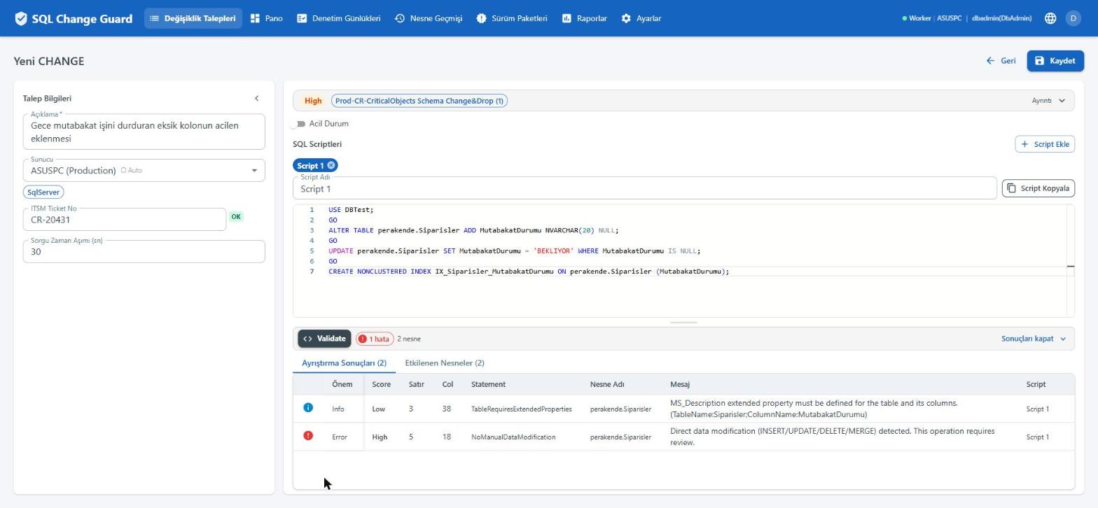 SQL Change Guard ekran goruntusu.