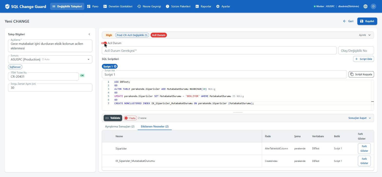 SQL Change Guard ekran goruntusu.