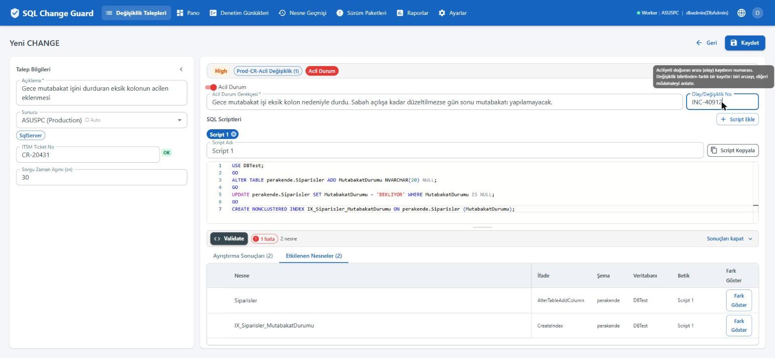 SQL Change Guard ekran goruntusu.